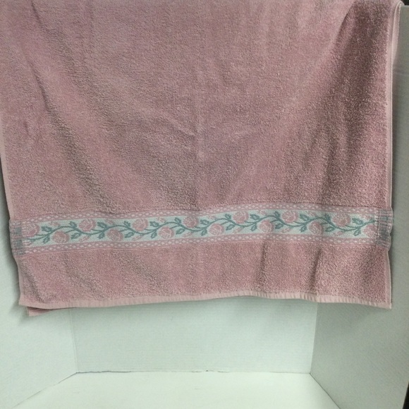 Fieldcrest Vintage 1990’s Pink Floral Strip Towel 6pc Set - Picture 10 of 13